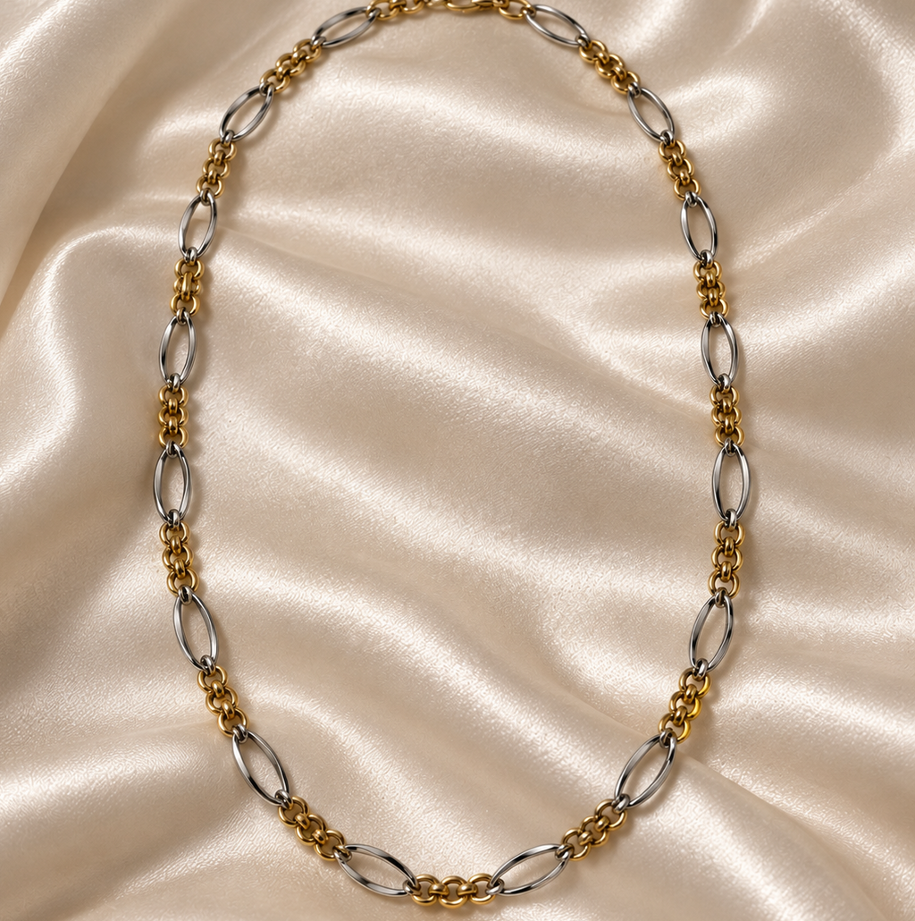 9ct White Gold & Yellow Gold Necklace