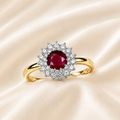 9ct Gold Ruby & Diamond Cluster Ring