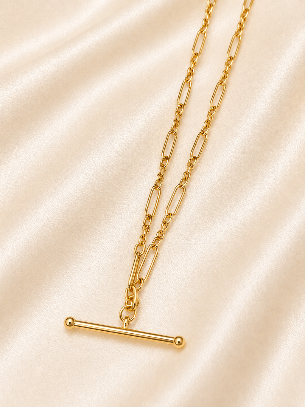 Gold T-Bar Chain Necklace