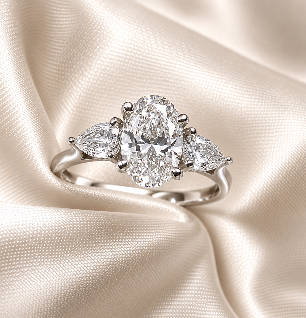 18ct White Gold Lab-Grown Diamond Three-Stone Ring