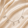 9ct White Gold Pear Drop Diamond Necklace