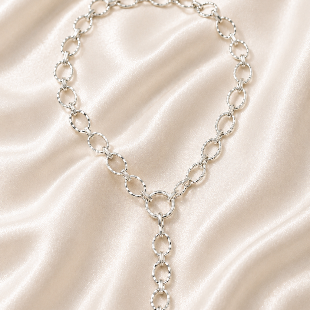 Textured Link Drop Necklace