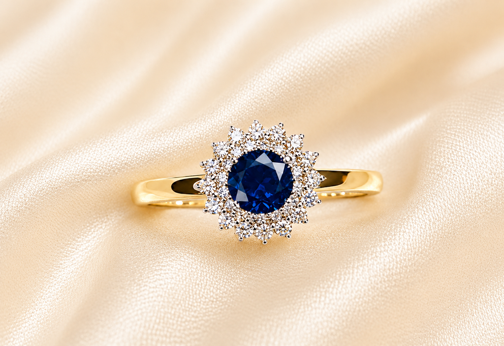 9ct Gold Sapphire & Diamond Cluster Ring