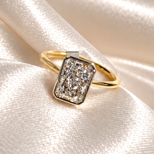 9ct Gold Emerald Cut Firelight Lab-Grown Diamond Ring