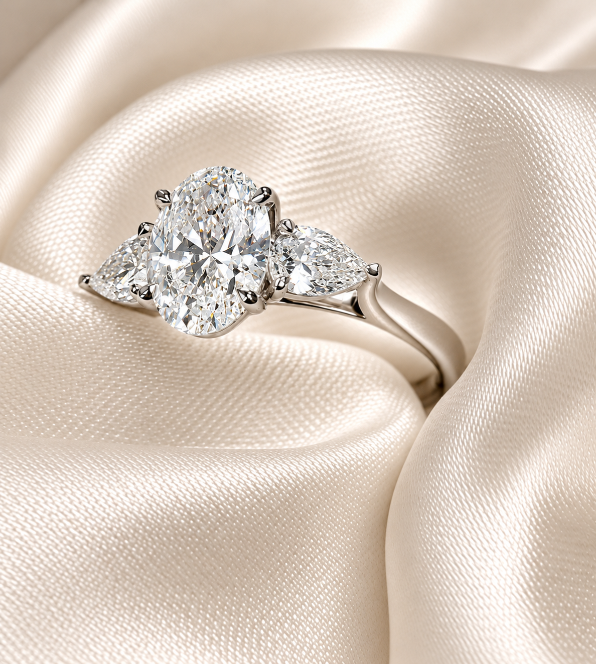 18ct White Gold Lab-Grown Diamond Three-Stone Ring