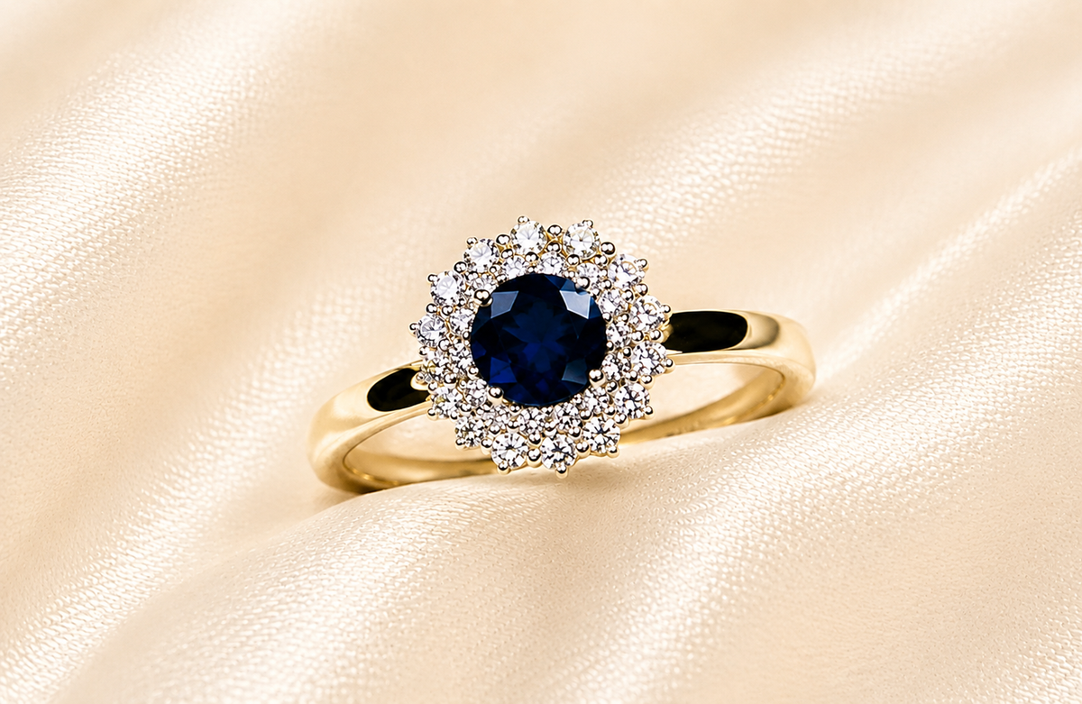 9ct Gold Sapphire & Diamond Cluster Ring
