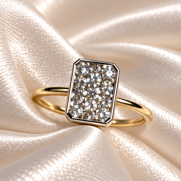 9ct Gold Emerald Cut Firelight Lab-Grown Diamond Ring