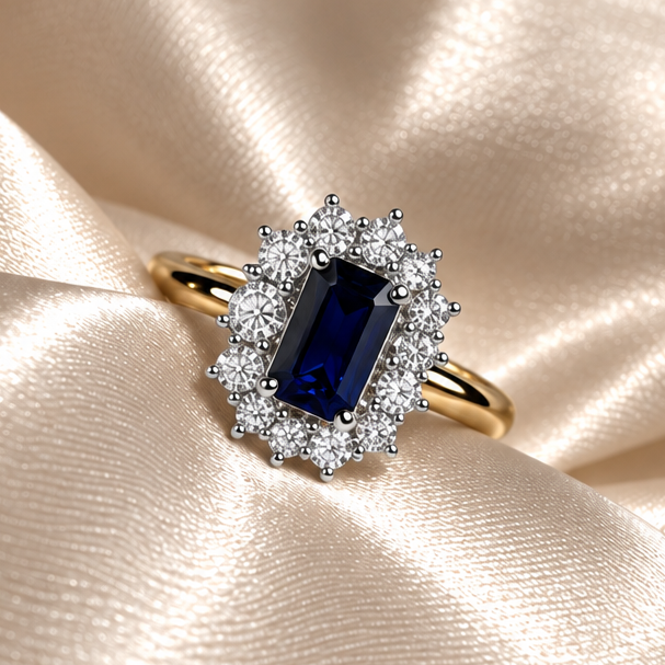 9ct Gold Sapphire & Diamond Cluster Ring