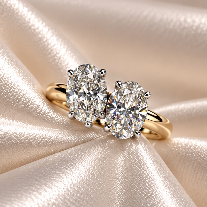 18ct Gold Oval & Pear Lab-Grown Diamond Ring