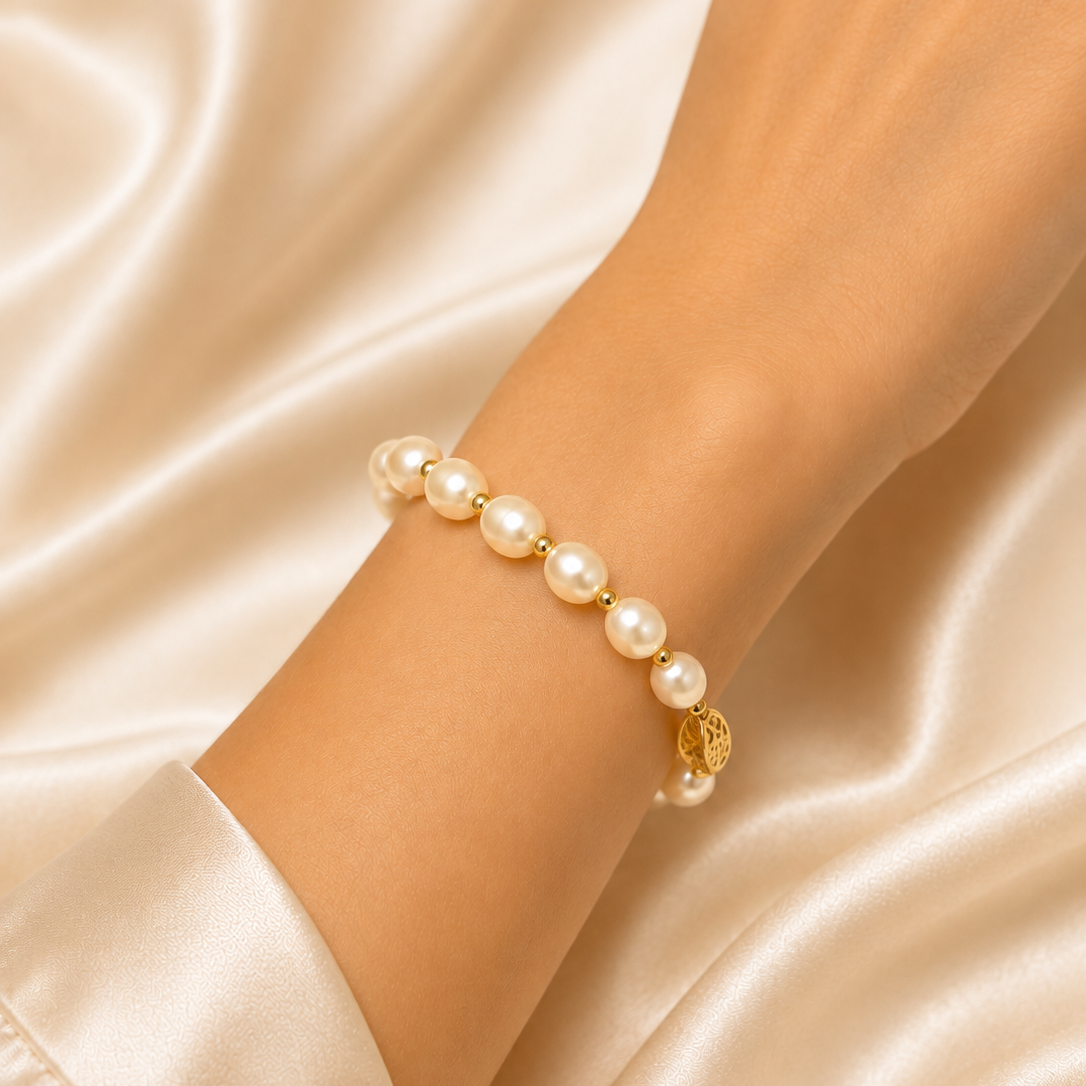 Pearl & Gold Bead Bracelet
