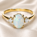9ct Yellow Gold Created Opal & Cubic Zirconia Ring