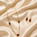 9ct Gold Ruby & Diamond Necklace & Earrings