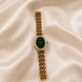 Ladies Rotary Malachite Gold-Tone Watch