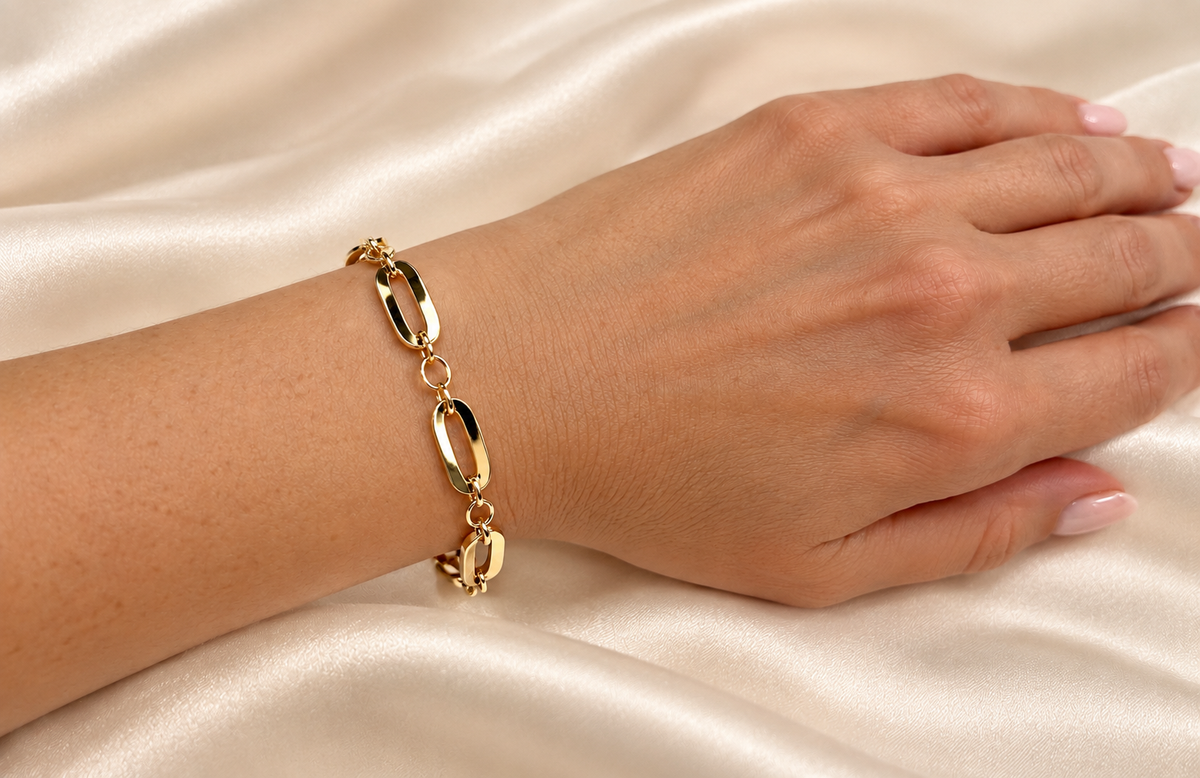9ct Yellow Gold Open Link Bracelet