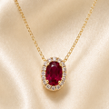 Gold Ruby & Cubic Zirconia Pendant