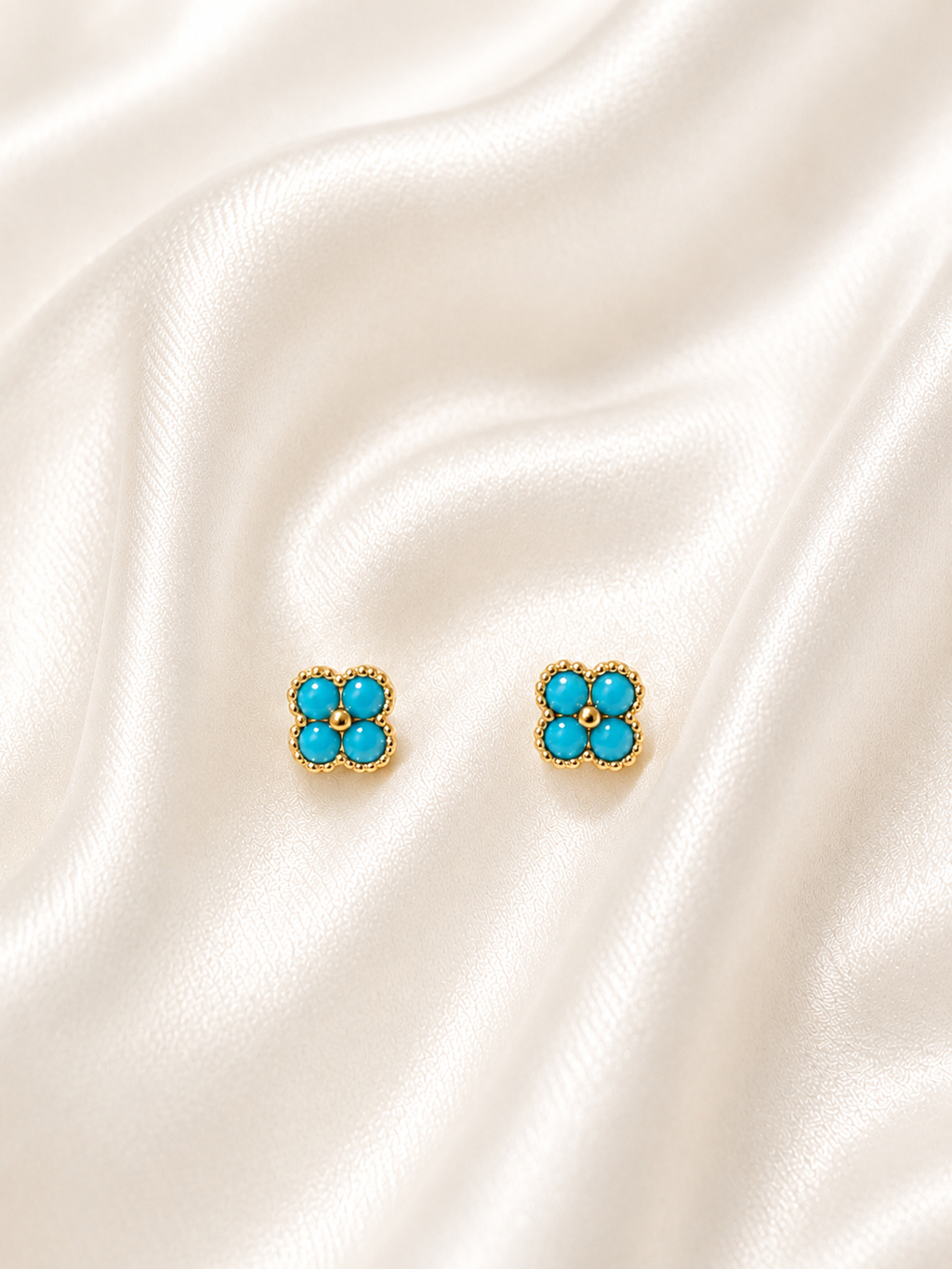 Turquoise & Gold Floral Earrings