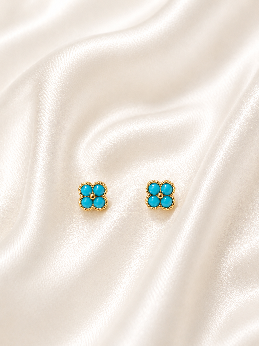 Turquoise & Gold Floral Earrings