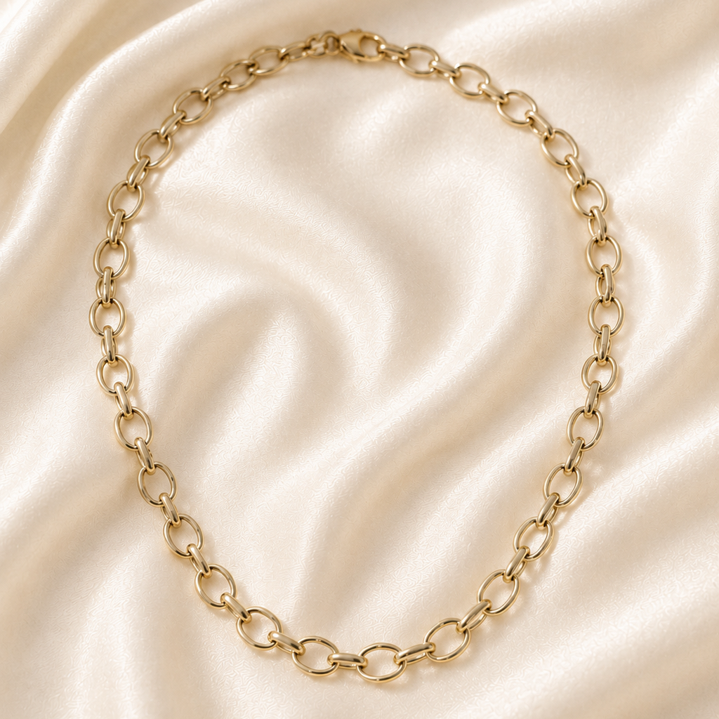 Gold Oval Link Necklace