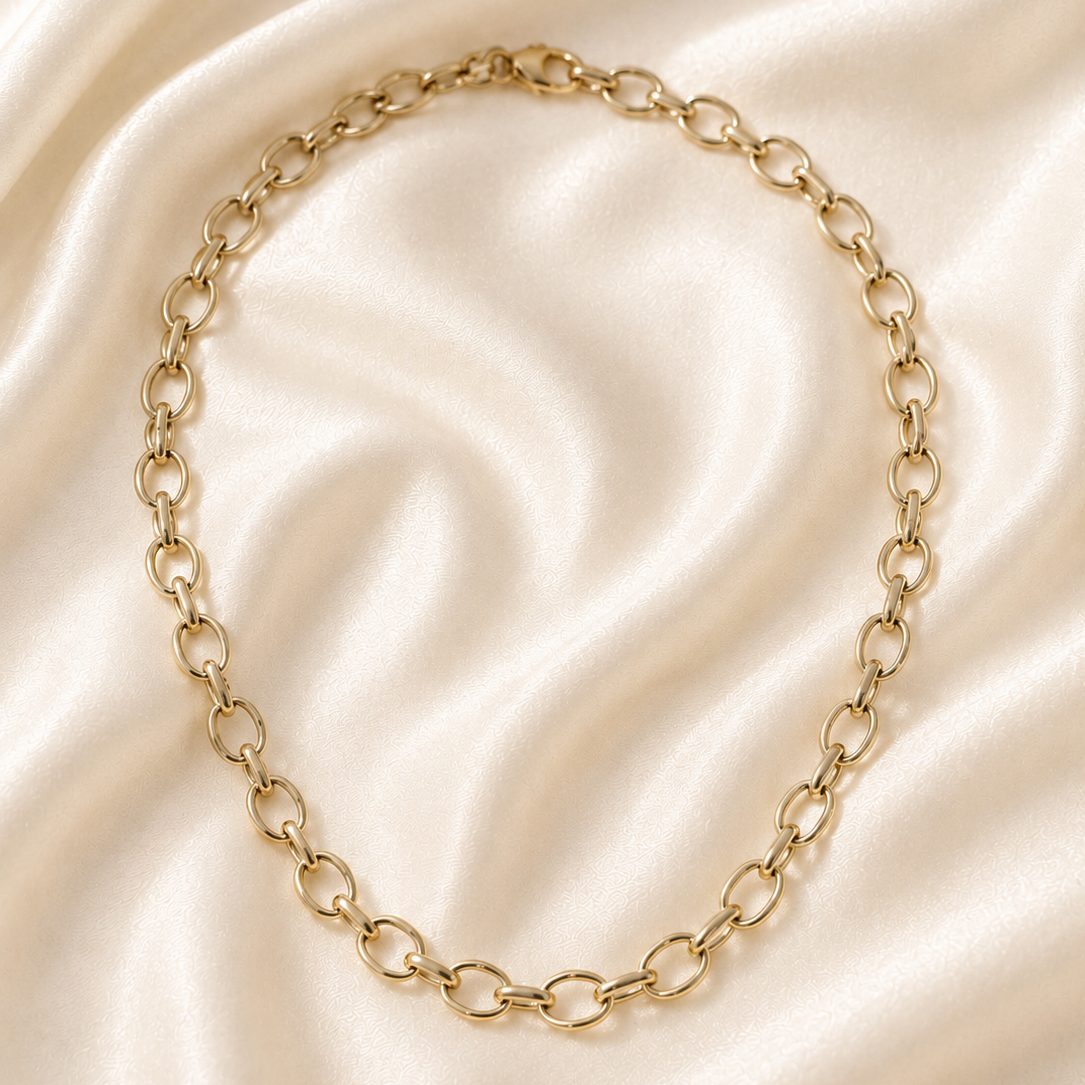 Gold Oval Link Necklace