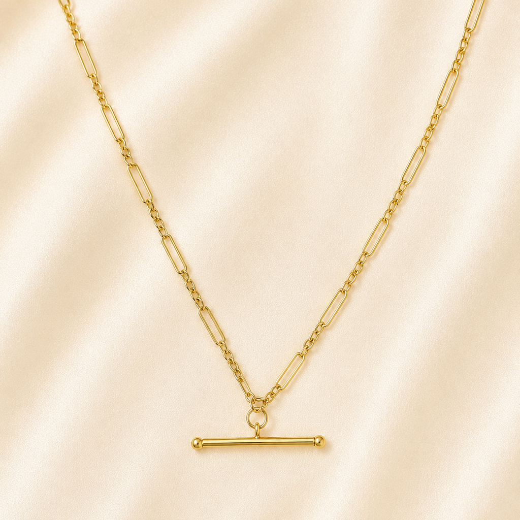 Gold T-Bar Chain Necklace