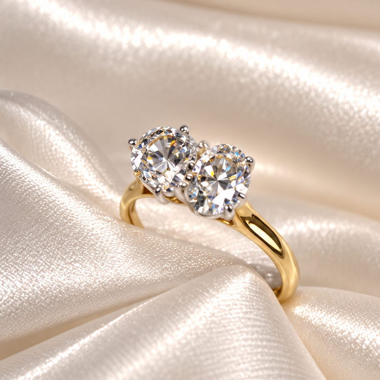 18ct Gold Oval & Pear Lab-Grown Diamond Ring
