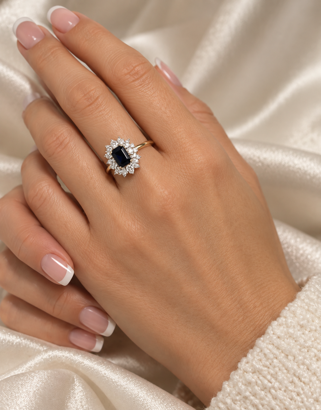 9ct Gold Sapphire & Diamond Cluster Ring