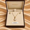 9ct Gold Opal & Diamond Necklace & Earring Set