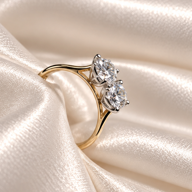 18ct Gold Oval & Pear Lab-Grown Diamond Ring
