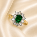 9ct Gold Emerald & Lab-Grown Diamond Cluster Ring
