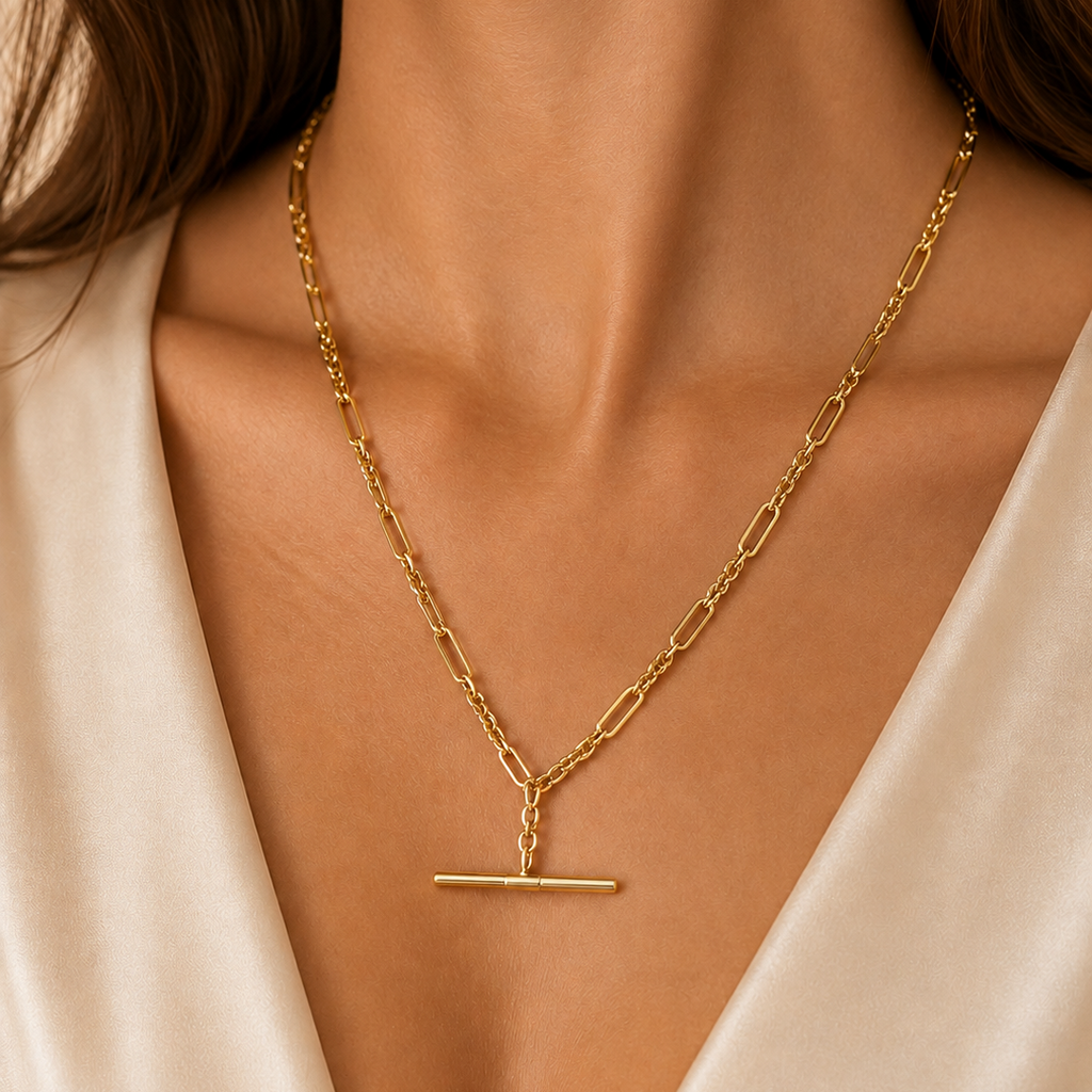 Gold T-Bar Necklace