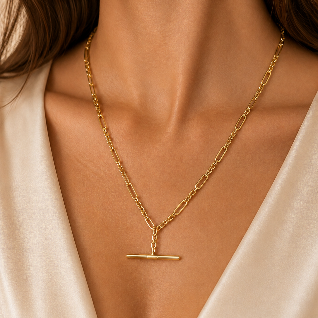 Gold T-Bar Necklace