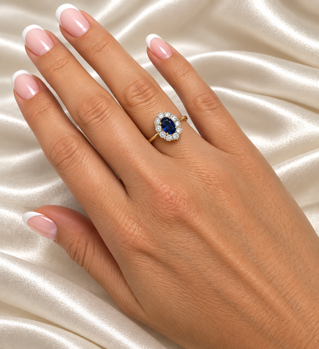 9ct Yellow Gold Sapphire & Diamond Ring