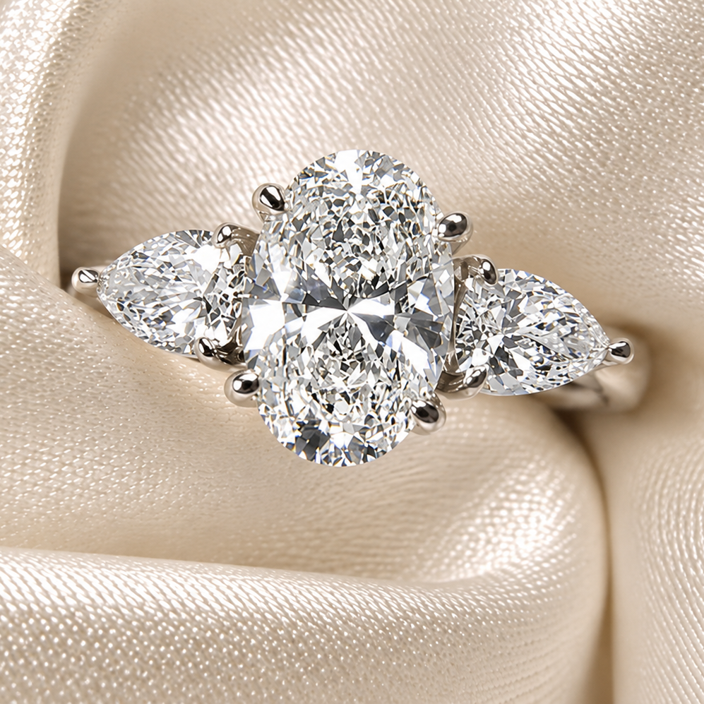 18ct White Gold Lab-Grown Diamond Three-Stone Ring