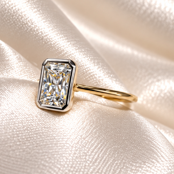 9ct Gold Emerald Cut Firelight Lab-Grown Diamond Ring