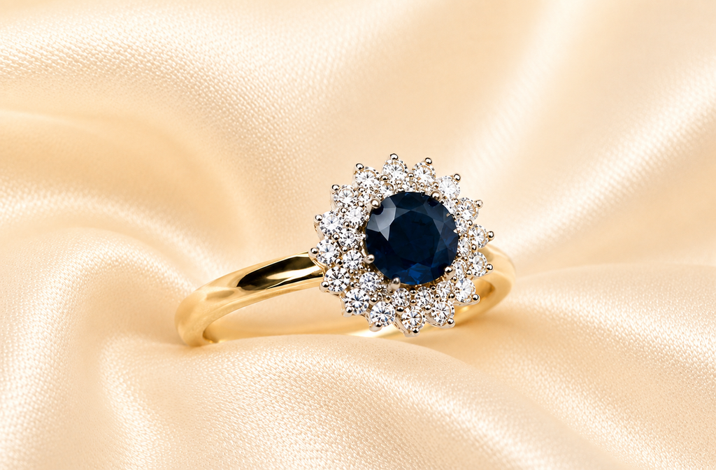 9ct Gold Sapphire & Diamond Cluster Ring
