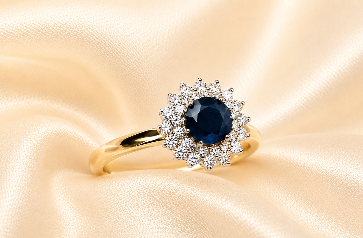 9ct Gold Sapphire & Diamond Cluster Ring