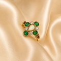 9ct Gold Opal, Emerald & Diamond Ring