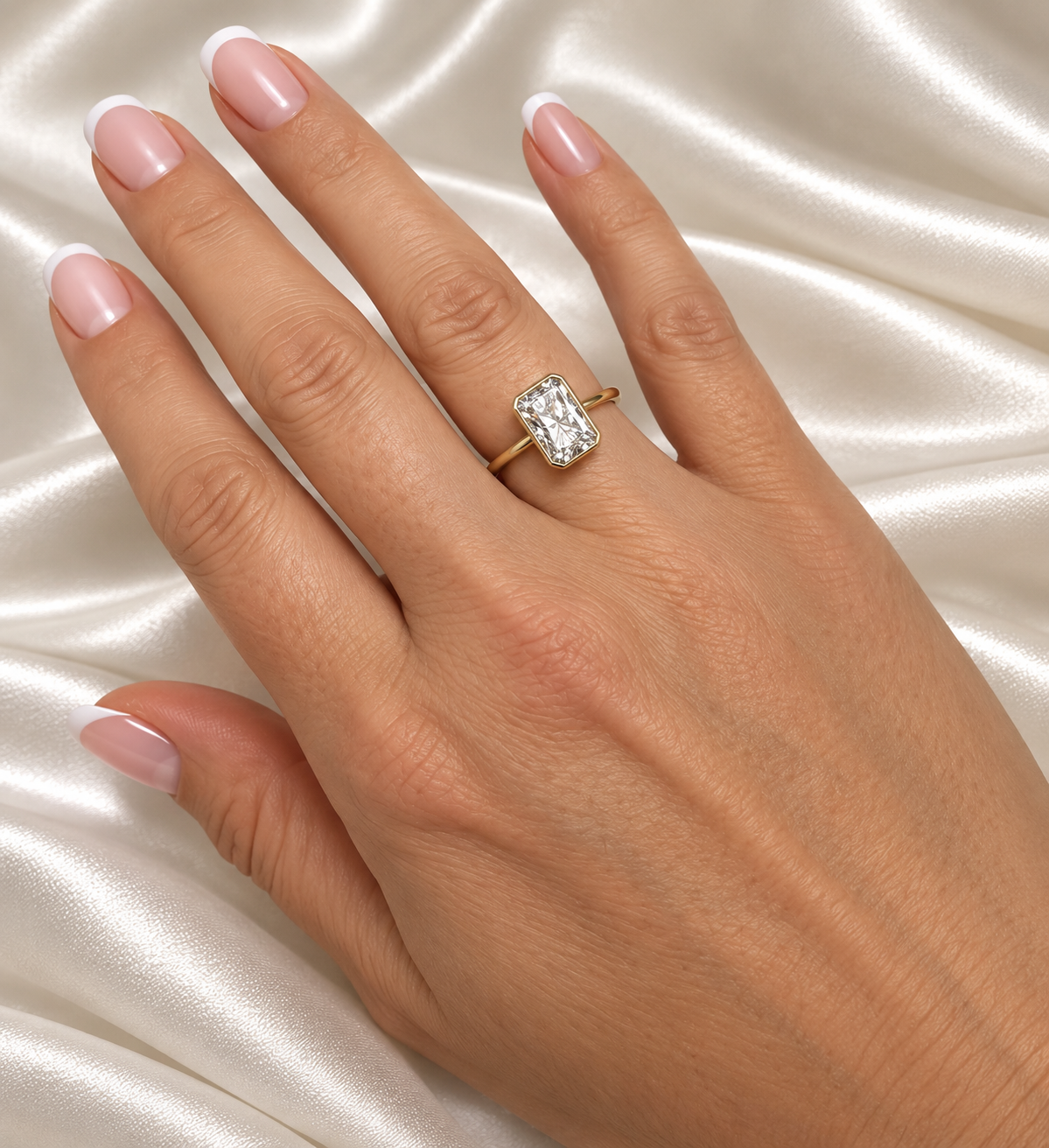 9ct Gold Emerald Cut Firelight Lab-Grown Diamond Ring