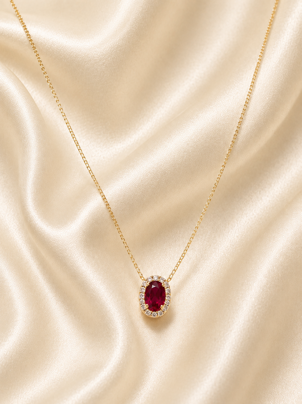 Gold Ruby & Cubic Zirconia Pendant
