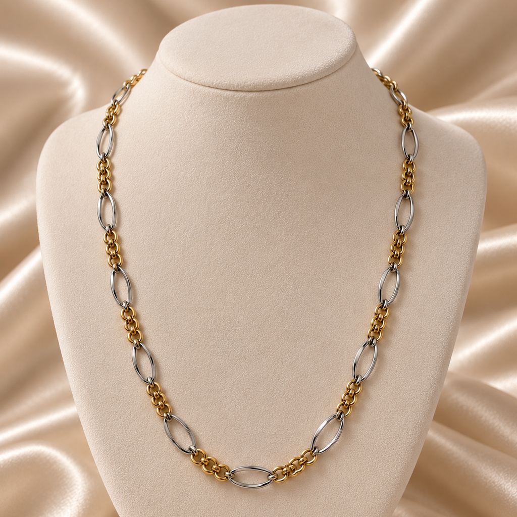 9ct White Gold & Yellow Gold Necklace