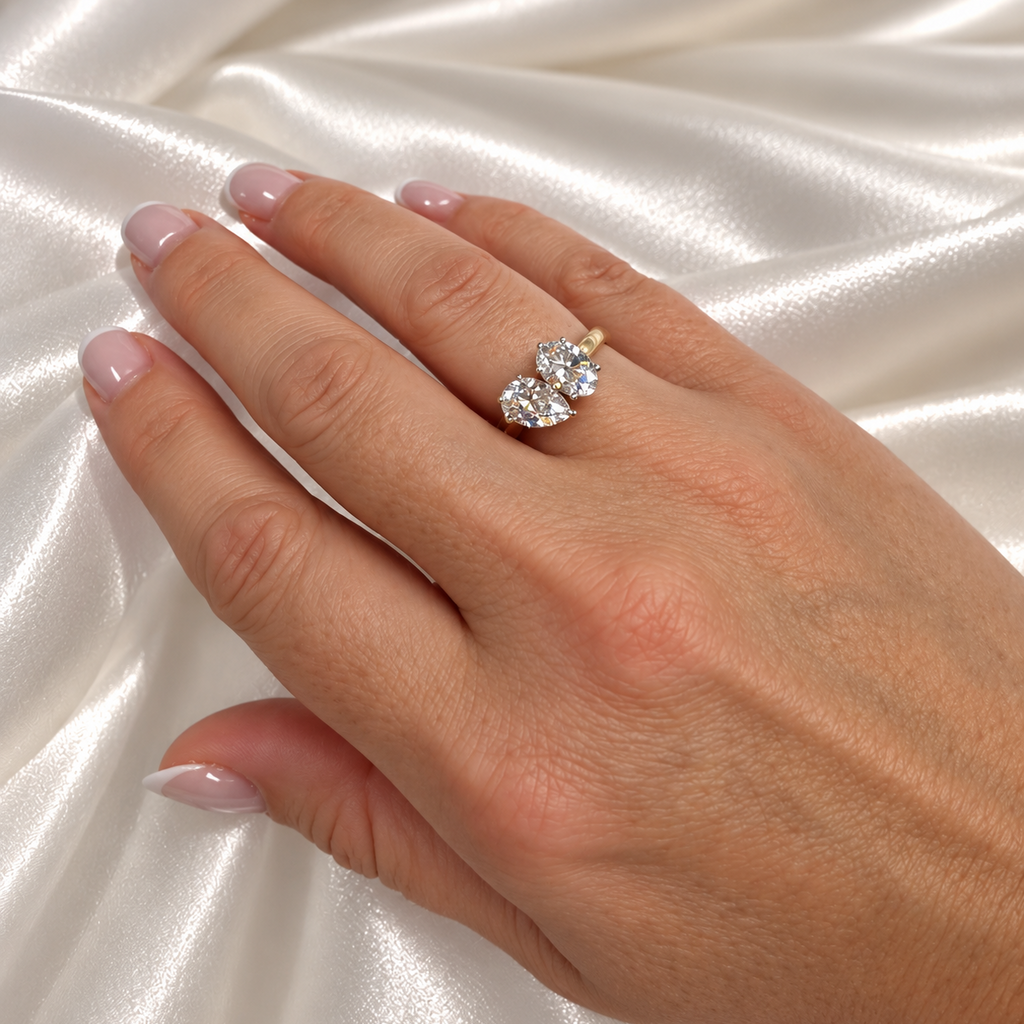 18ct Gold Oval & Pear Lab-Grown Diamond Ring