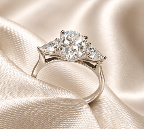 18ct White Gold Lab-Grown Diamond Three-Stone Ring