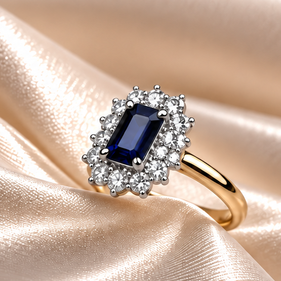 9ct Gold Sapphire & Diamond Cluster Ring