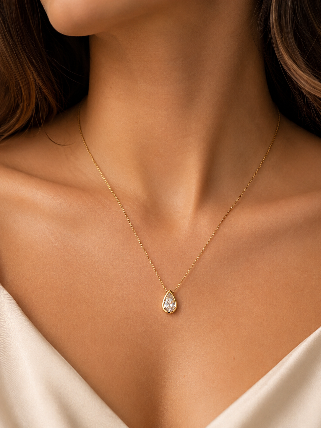 9ct Gold 2.02ct Pear Shaped Diamond Pendant