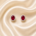Gold Ruby & Cubic Zirconia Earrings