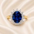 9ct Gold Sapphire & Diamond Oval Cluster Ring